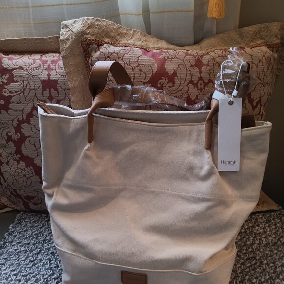 Hammitt Handbags - Hammitt Natural Color Cotton with Leather Trim Tote Handbag